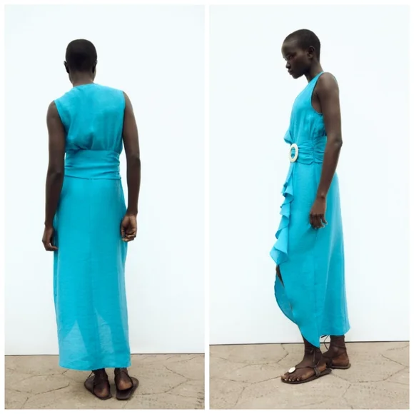 Zara Ruffled midi dress with buckle - Picture 8 of 12